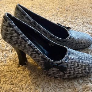 black and white heels